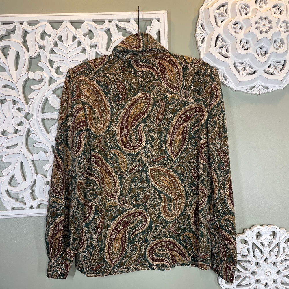 Vintage Alexandria Paisley Blouse Green Gold - Picture 8 of 9